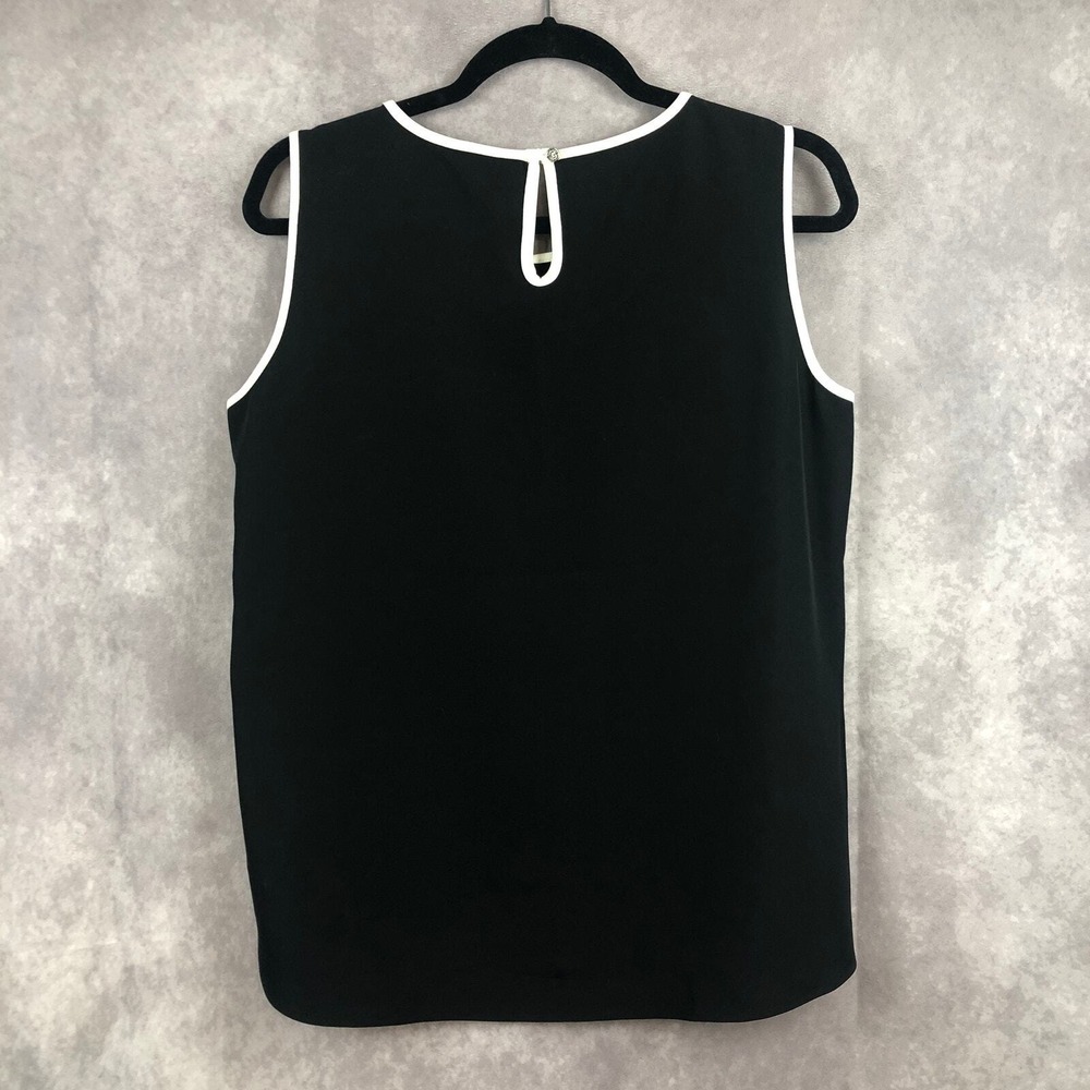 Calvin‎ Klein Womens Top Sleeveless Black W/White Trim Career Office Size Medium - Picture 4 of 9